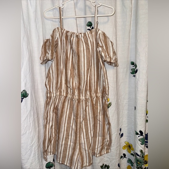 Oshkosh B’gosh Girls Striped Off Shoulder Romper - Picture 1 of 6